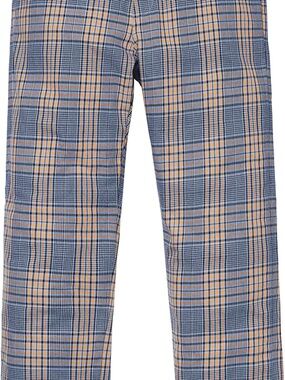 Plaid Blue & Tan Straight-Leg Trousers